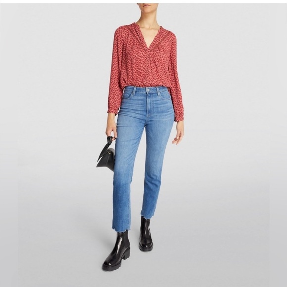 PAIGE Doris Three Quarter Button Front V-Neckline in Papaya Size XXS - Picture 8 of 12